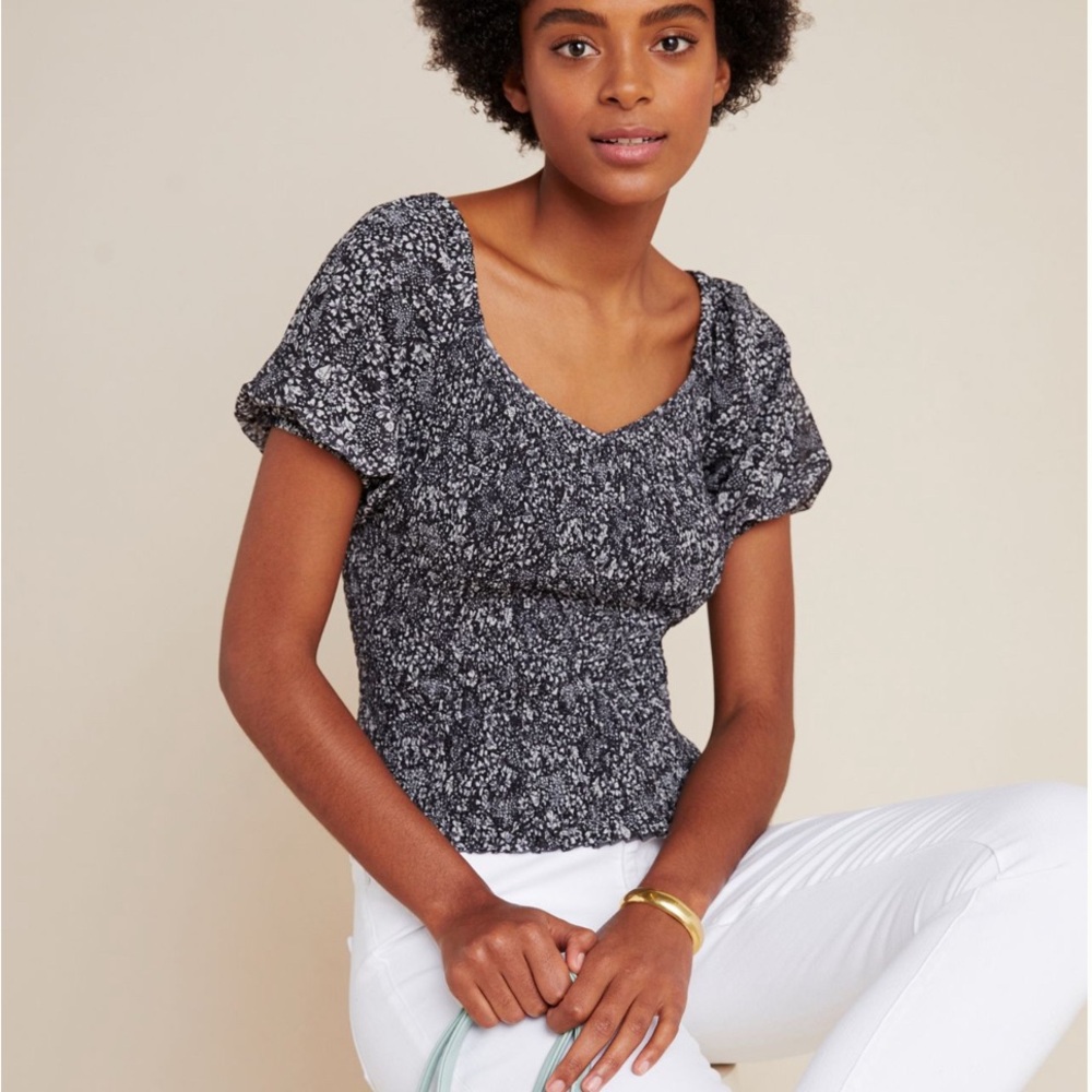 Anthropologie Aurelia Smocked Top Size XS